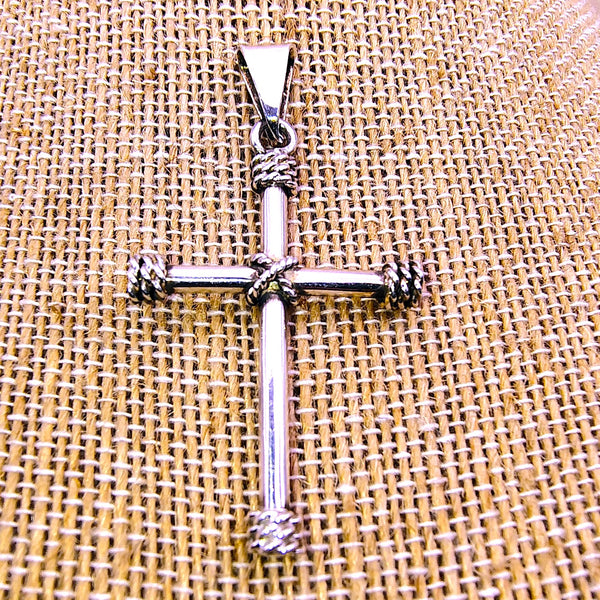 Rope Religious Cross Pendant Sterling Silver