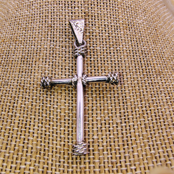 Rope Religious Cross Pendant Sterling Silver