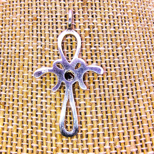 Garnet Cross Pendant Sterling Silver