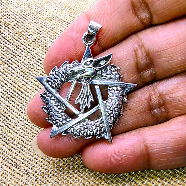 Dragon Pentacle Pendant Sterling Silver