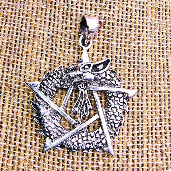 Dragon Pentacle Pendant Sterling Silver