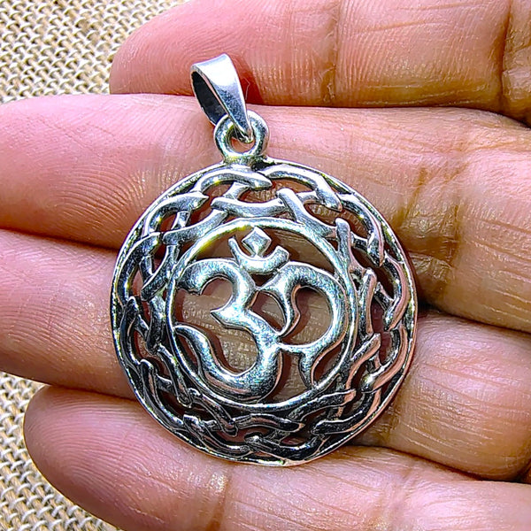 Celtic knot Om Pendant Sterling Silver