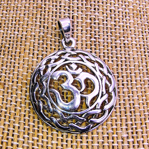 Celtic knot Om Pendant Sterling Silver