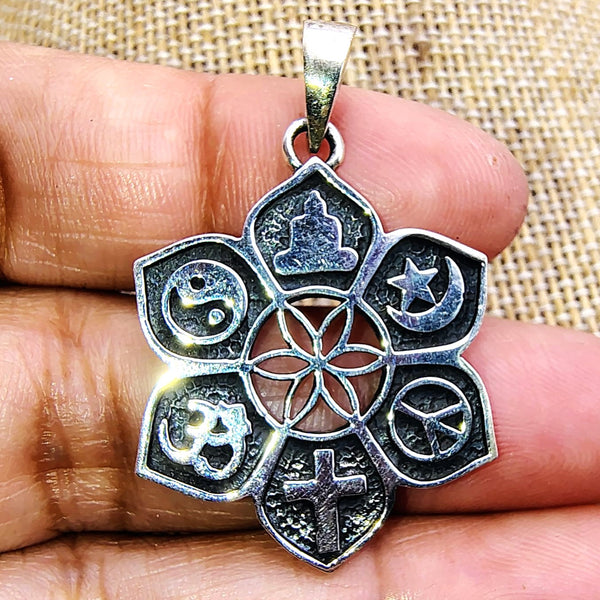 Coexist Lotus Pendant Sterling Silver