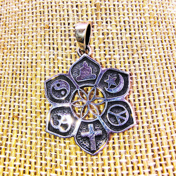 Coexist Lotus Pendant Sterling Silver