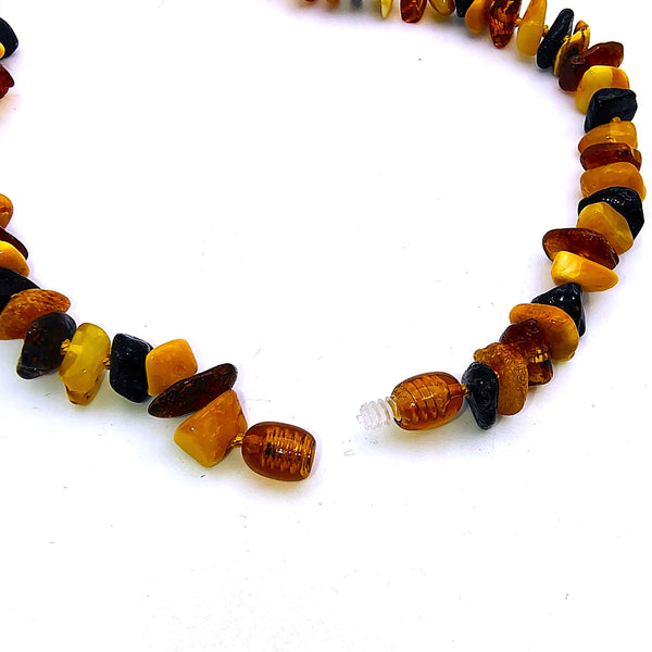 Multi-color Baltic Amber chip 13" choker necklace