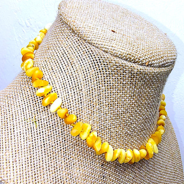 Baltic Amber yellow "egg yolk" beads 13.6" choker necklace