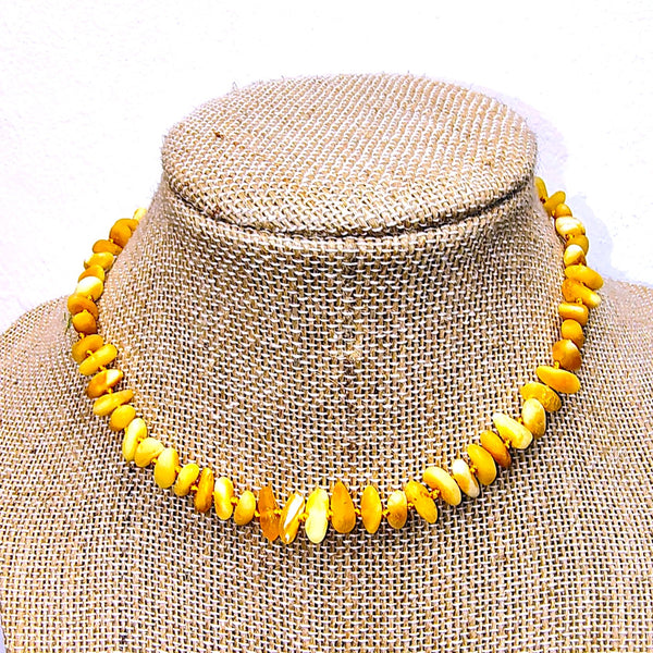 Baltic Amber yellow "egg yolk" beads 13.6" choker necklace