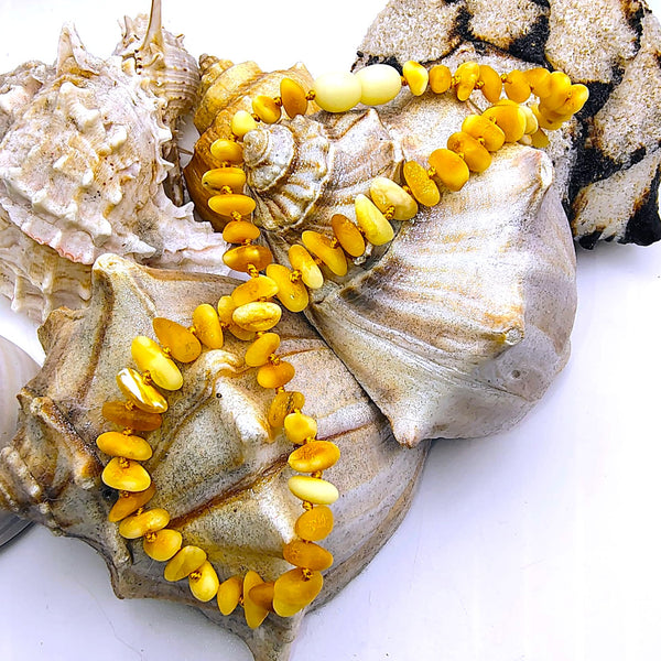 Baltic Amber yellow "egg yolk" beads 13.6" choker necklace