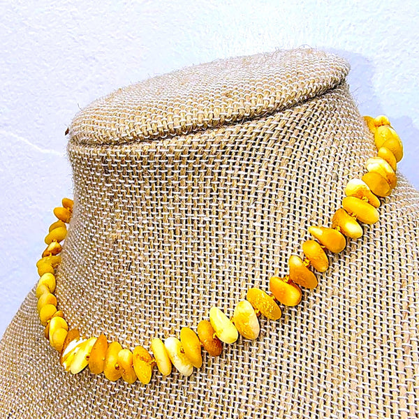 Baltic Amber yellow "egg yolk" beads 13.6" choker necklace
