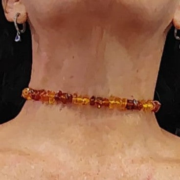 Baltic Amber Multi-color beads 12.5" choker necklace