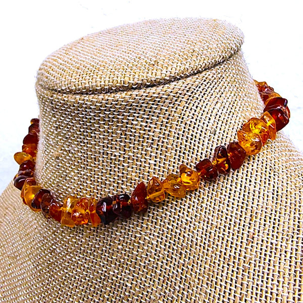Baltic Amber Multi-color beads 12.5" choker necklace