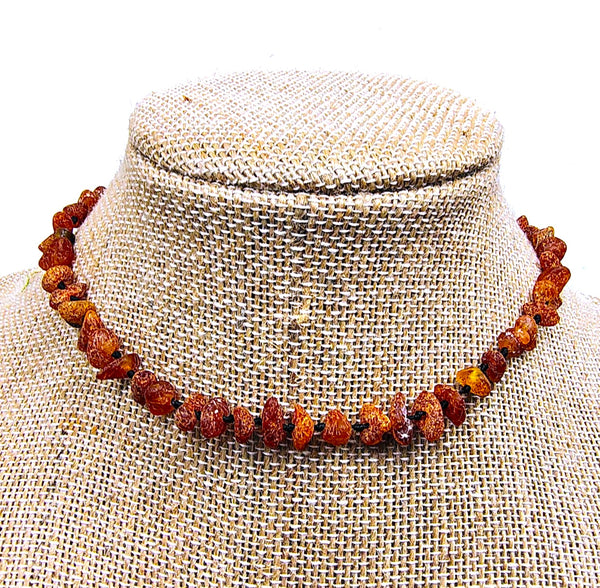 Baltic Amber Cognac opaque beads 12.5" choker necklace