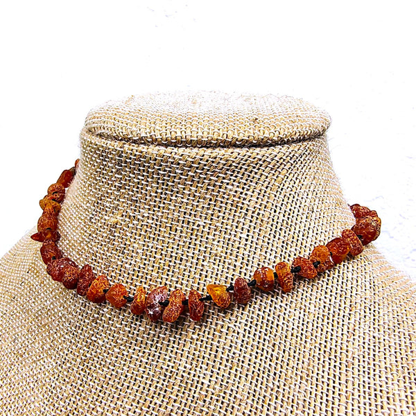 Baltic Amber Cognac opaque beads 12.5" choker necklace