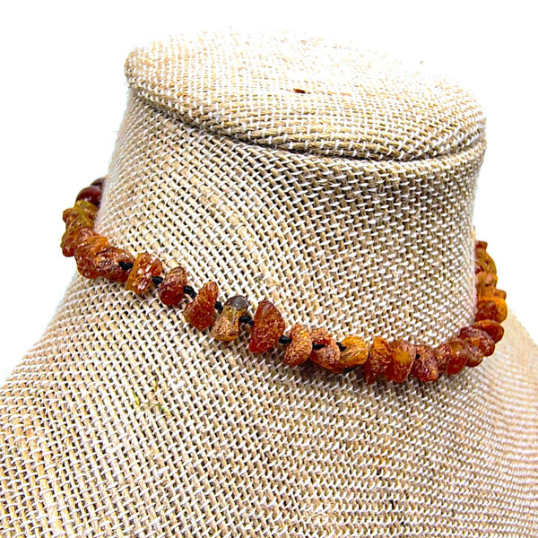 Baltic Amber Cognac opaque beads 12.5" choker necklace