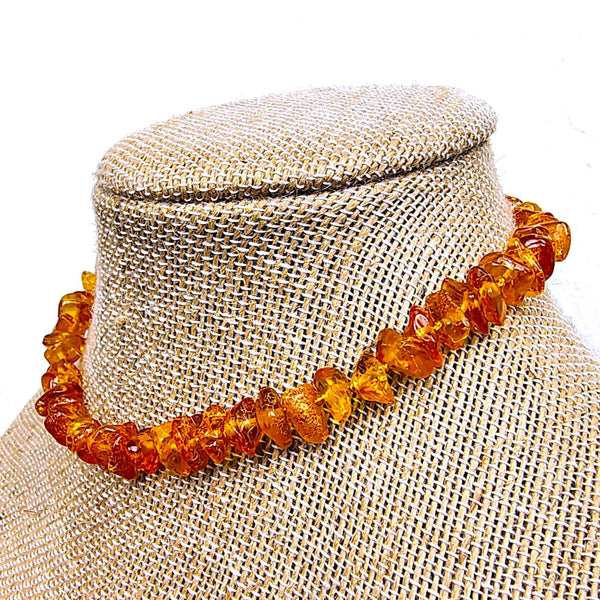 Baltic Amber Honey beads 12.5" choker necklace