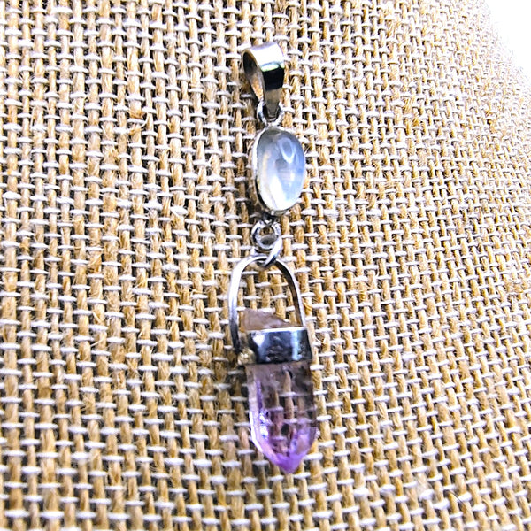Vera Cruz amethyst point with Moonstone Pendant Sterling Silver Veracruz crystal