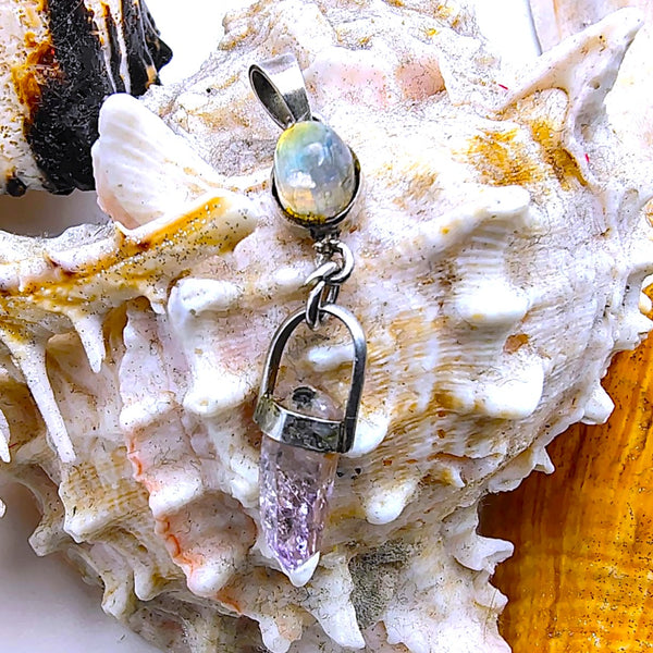Vera Cruz amethyst point with Moonstone Pendant Sterling Silver Veracruz crystal
