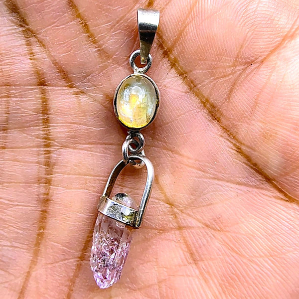 Vera Cruz amethyst point with Moonstone Pendant Sterling Silver Veracruz crystal