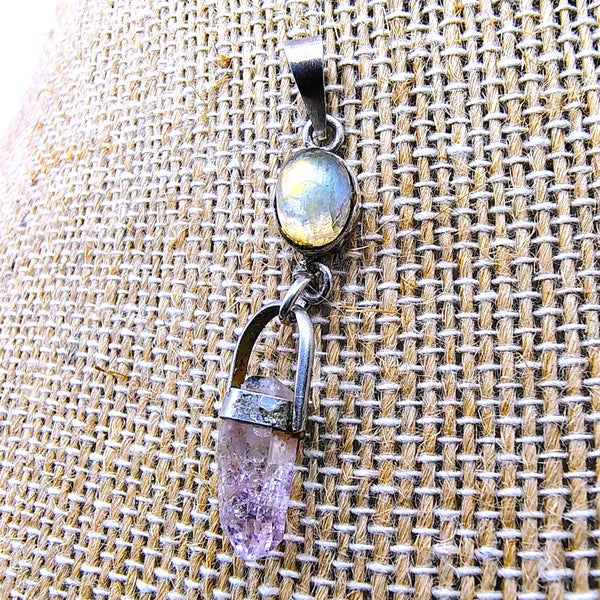 Vera Cruz amethyst point with Moonstone Pendant Sterling Silver Veracruz crystal