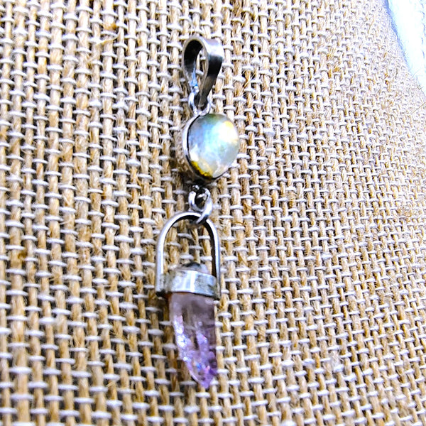 Vera Cruz amethyst point with Moonstone Pendant Sterling Silver Veracruz crystal