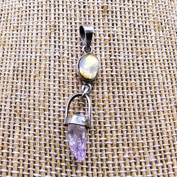 Vera Cruz amethyst point with Moonstone Pendant Sterling Silver Veracruz crystal