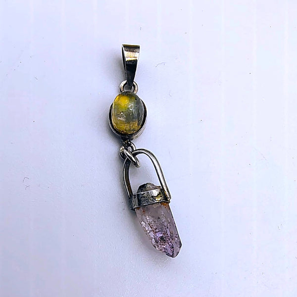 Vera Cruz amethyst point with Moonstone Pendant Sterling Silver Veracruz crystal