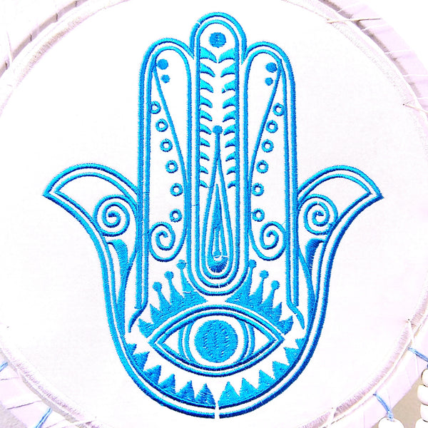 Dreamcatcher Blue Fatima Hand Embroidered Fringe Wall Decor