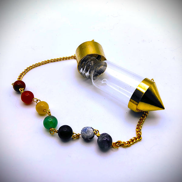Clear Vial Chambered Pendulum Chakra Dowsing Crystals
