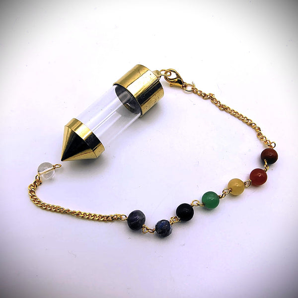 Clear Vial Chambered Pendulum Chakra Dowsing Crystals