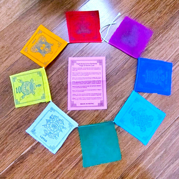 Eight Auspicious Symbols Prayer Flags of Good Luck