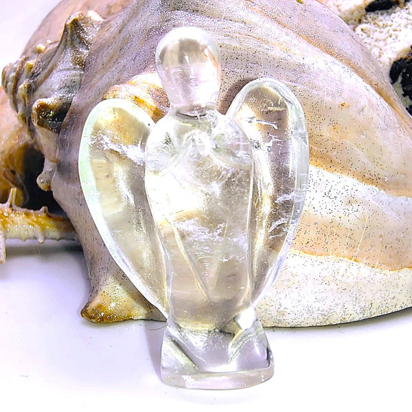 Clear Quartz Guardian Angel Natural Pendant Pocket Worry
