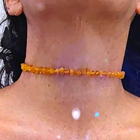 Baltic Amber Honey opaque beads 12.5" choker necklace