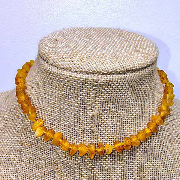 Baltic Amber Honey opaque beads 12.5" choker necklace