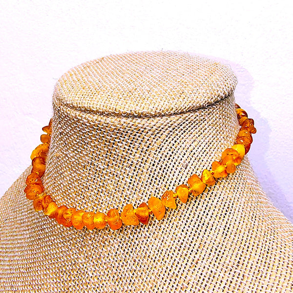 Baltic Amber Honey opaque beads 12.5" choker necklace