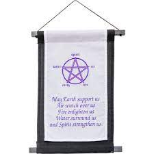 Five Elements Prayer Inspirational Small Cotton Banner -5 elements of Earth- White