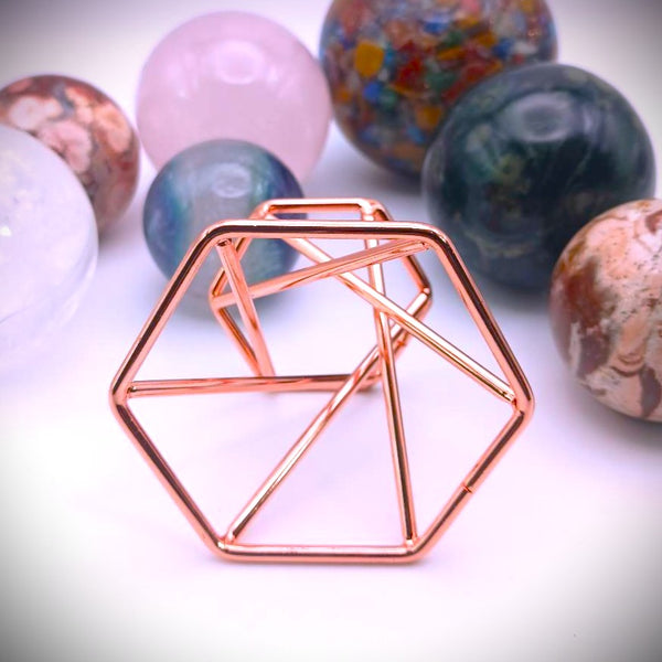 Crystal Sphere holder stand base metal copper plated