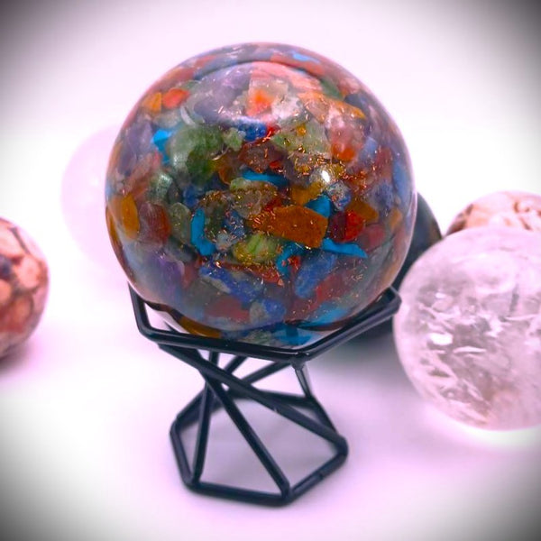 Crystal Sphere holder stand base metal black plated