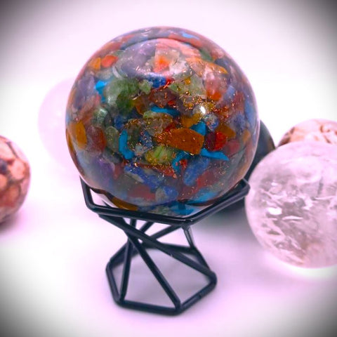 Crystal Sphere holder stand base metal black plated