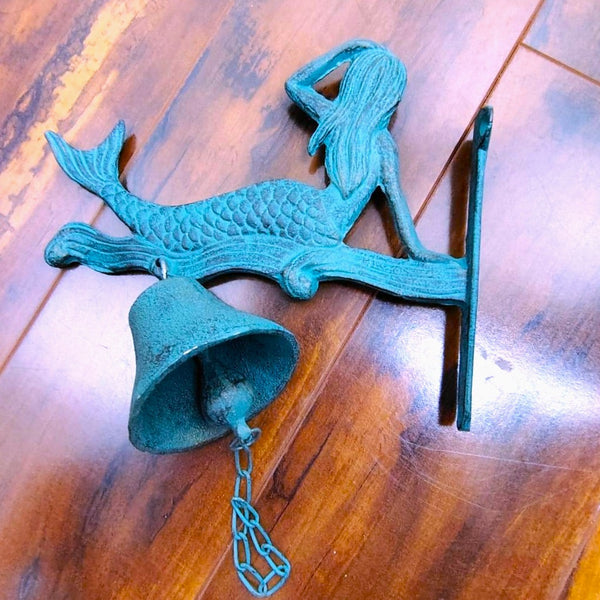 Cast Iron Mermaid Doorbell, Home Decor, Outdoor, Garden, Courtyard Handbell.