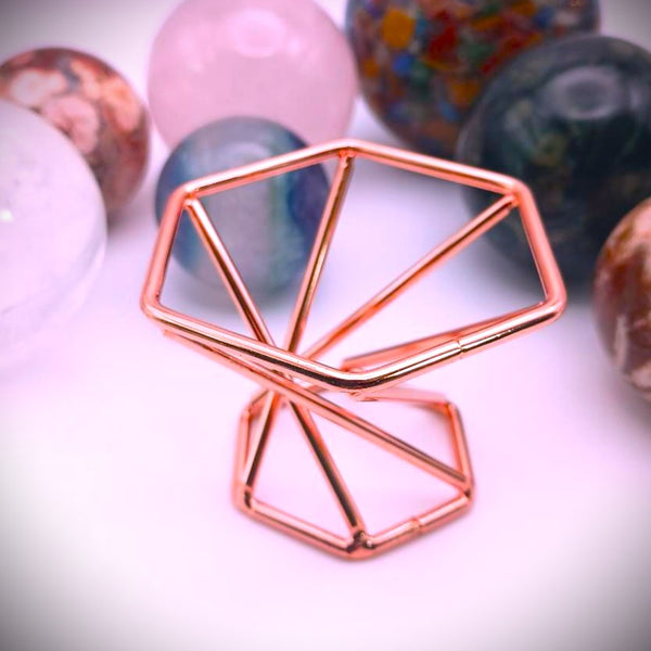Crystal Sphere holder stand base metal copper plated