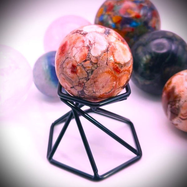 Crystal Sphere holder stand base metal black plated