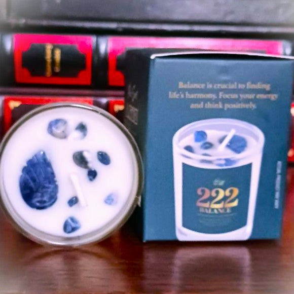 Angel Number Candle 222 Balance with Sodalite Gemstones