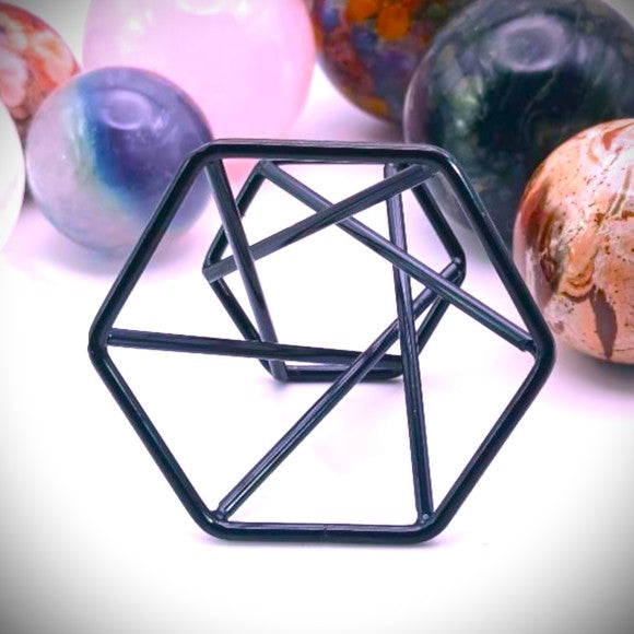 Crystal Sphere holder stand base metal black plated