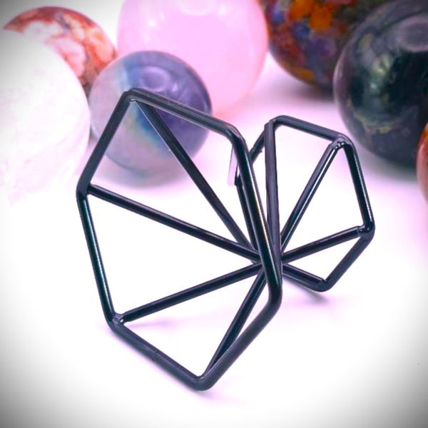 Crystal Sphere holder stand base metal black plated