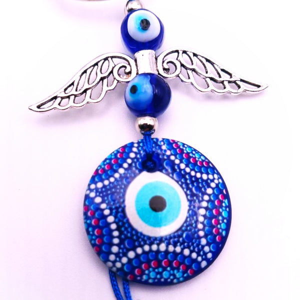 Evil Eye Angel Wings Keychain with charms Protection Amulet Key Holder