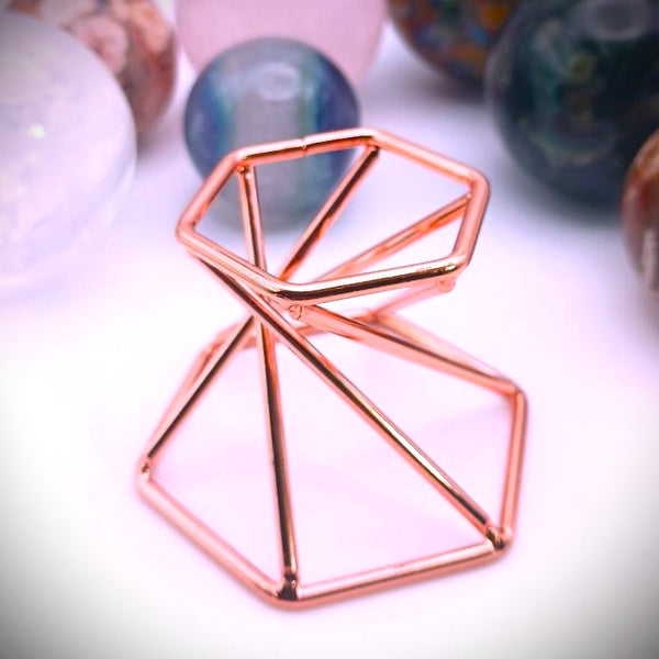 Crystal Sphere holder stand base metal copper plated