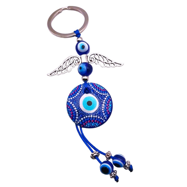 Evil Eye Angel Wings Keychain with charms Protection Amulet Key Holder
