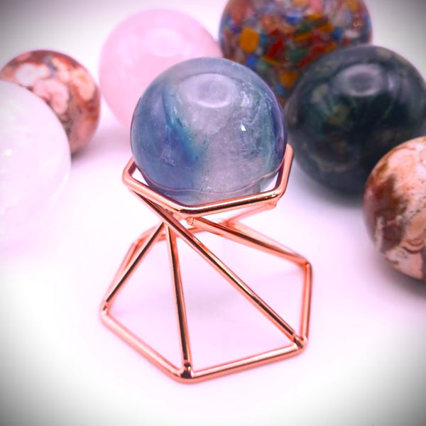 Crystal Sphere holder stand base metal copper plated