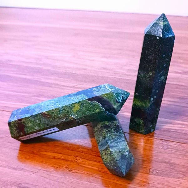 Dragon Bloodstone Hexagonal Point Tower-Obelisk